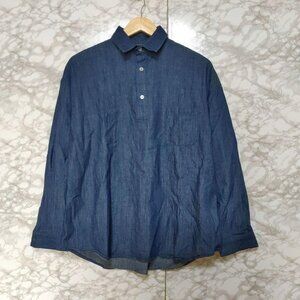 JihNunc Denim Shirt Pullover Casual Shirt L Cotton Linen
